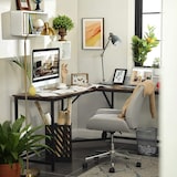 thumbnail of MAbelo Eckschreibtisch, L-förmiger Computertisch, Schreibtisch PC-Tisch 149 x 149 x 75 cm, Winkelschreibtisch, Industrie-Design, vintagebraun-schwarz