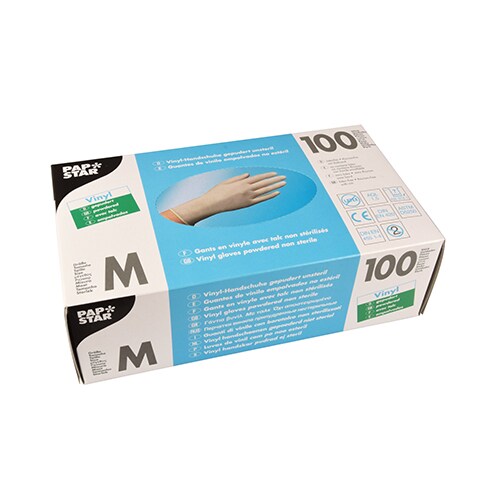 PAPSTAR 100 Handschuhe, Vinyl gepudert transparent Größe M