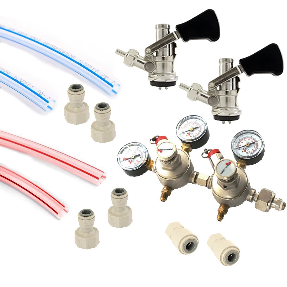 Tapset dubbel voor biertap - 2 maal bajonet koppeling | 2 maal S-type koppeling