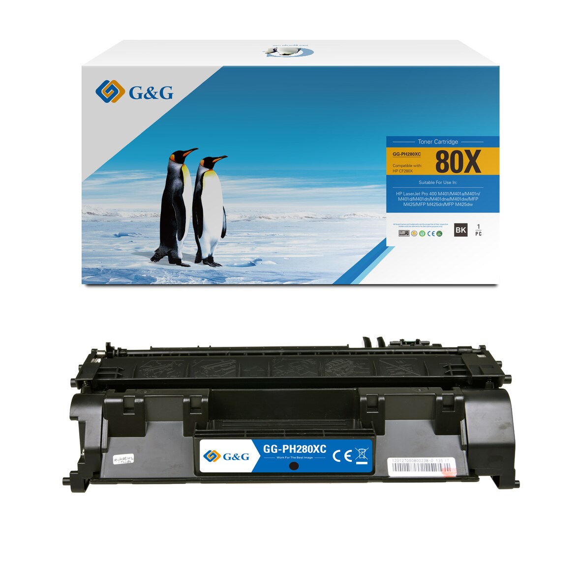 G&G CF280X toner compatibel met HP 80X Tonercartridge Zwart 1 stuck (s) hoge capaciteit Huismerk