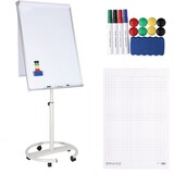 thumbnail of BRASQ Flipover Verrijdbaar - 70x100 cm - Verstelbaar Whiteboard - Incl. 25 vellen papier en access. - Uitschuifbare Armen - met Haken - Wit