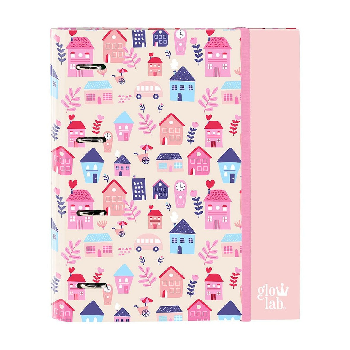 GLOWLAB - Carpeta de Anillas A4+ con 4 Separadores y 100 Hojas Cuadriculadas, Modelo Welcome Home