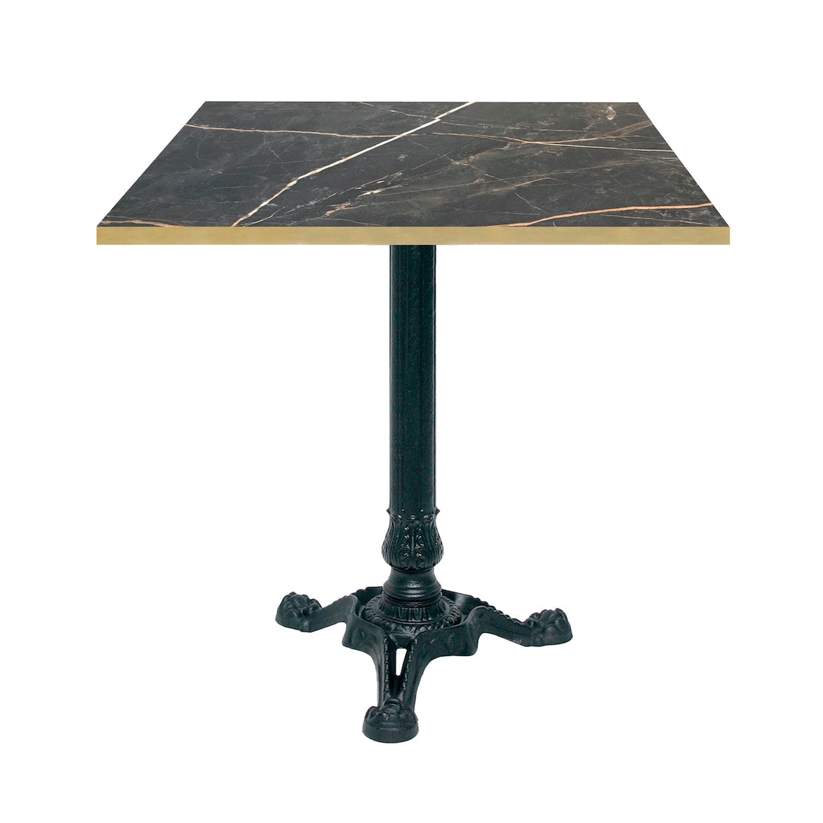 Restootab - Table bistrot 70x70cm marbre samas chants laiton