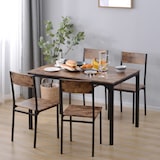 thumbnail of Esszimmergruppe Esstisch mit 4 Stühlen Braun 108x65x75 cm platzsparend Stühle unter Tisch MDF Oberfläche Metallgestell pflegeleicht