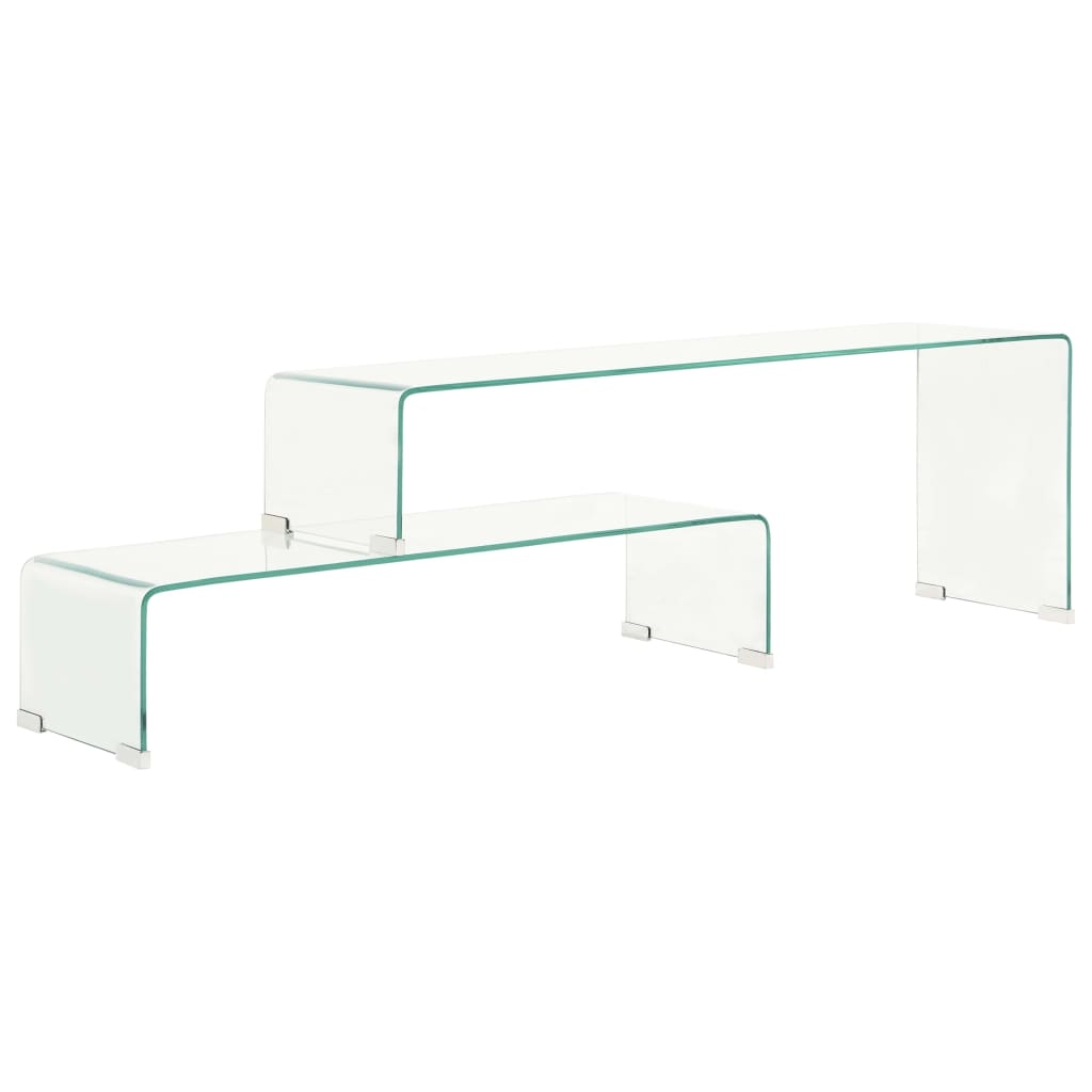 Helloshop26 - Couchtisch-Set 2-teilig 90 x 30 x 20 / 110 x 30 x 40 cm gehärtetes Glas klar 02_0042114