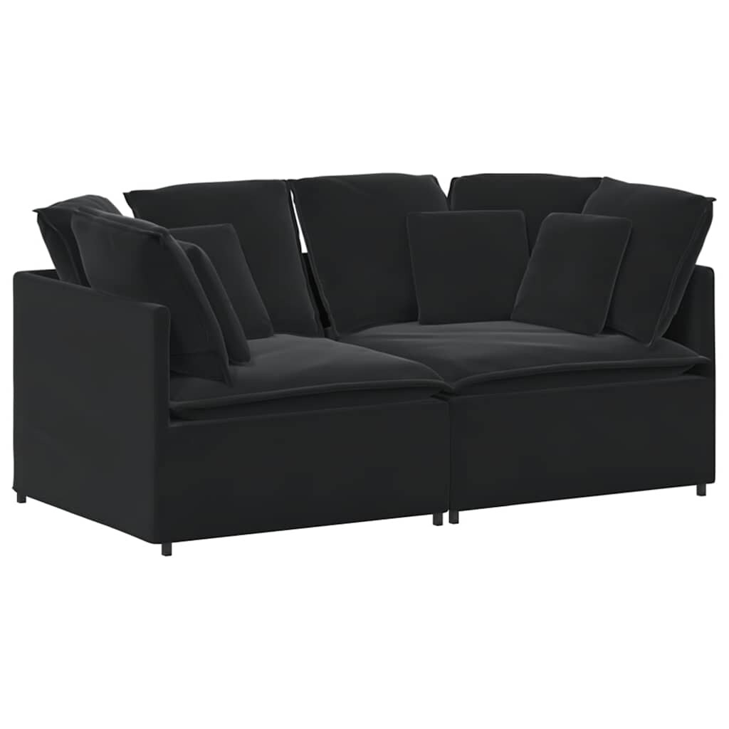 vidaXL Modulares Sofa mit Kissen Samt Schwarz