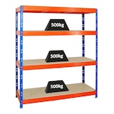 thumbnail of PROREGAL Étagère charge lourde RHINO | HxLxP 180x160x60cm | 4 niveaux en aggloméré 16mm | 500kg par niveau | Bleu/Orange | Étagère de garage