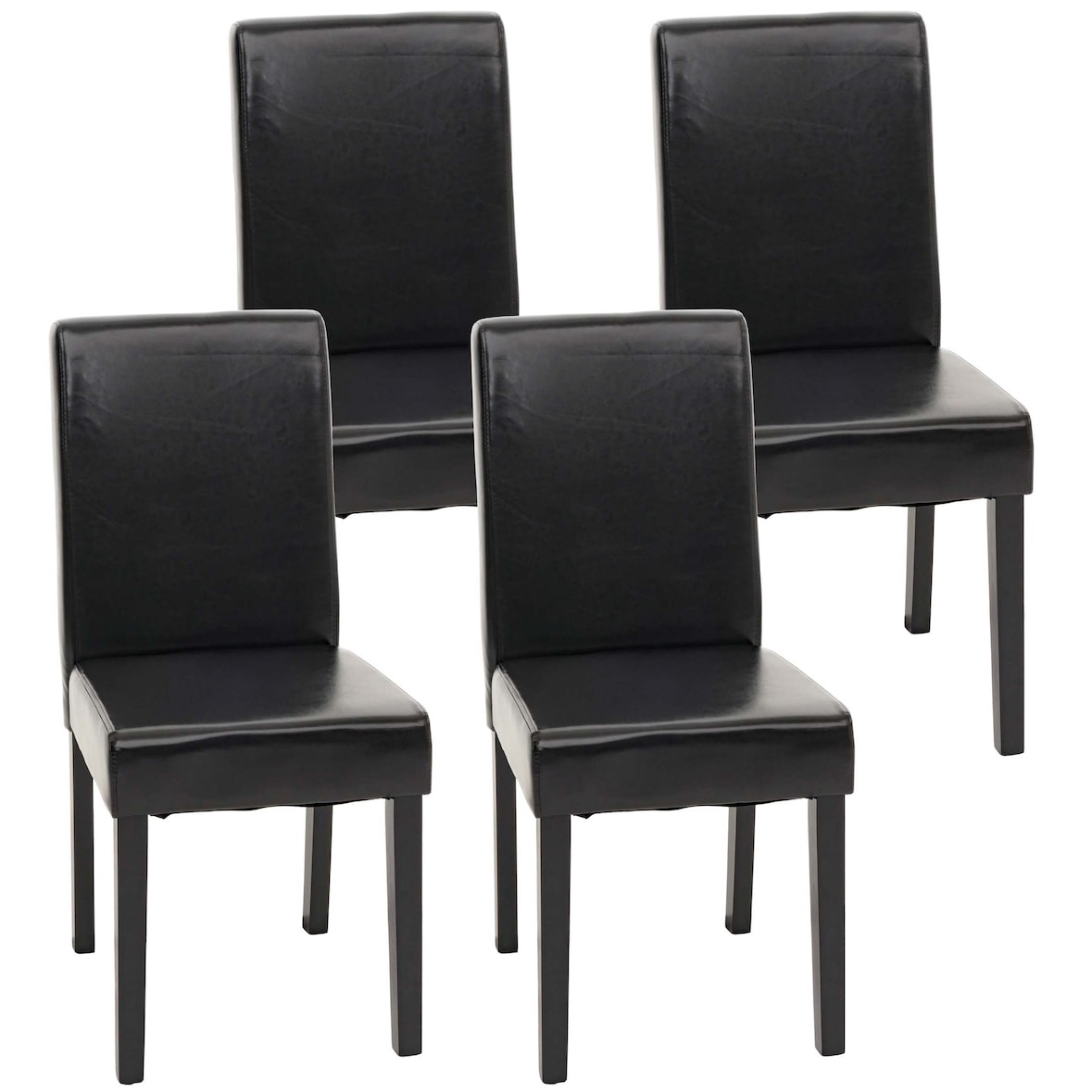 Juego de 4 sillas de comedor Silla de cocina Littau ~ cuero, patas negras oscuras