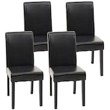 thumbnail of Juego de 4 sillas de comedor Silla de cocina Littau ~ cuero, patas negras oscuras