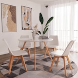 thumbnail of Set Di 4 Sedie Per Sala Da Pranzo Ufficio Con Gambe Faggio Legno Massello Massiccio Stile Nordico Scandinavo Seduta Imbottita Soggiorno Sala Bianco
