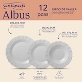 thumbnail of San Ignacio - Juego de Vajilla 24 Piezas Blanca con Borde Azul, 8 Vasos de Cristal Azul 350 ml y Juego de 32 Cubiertos de Acero Inoxidable Negro