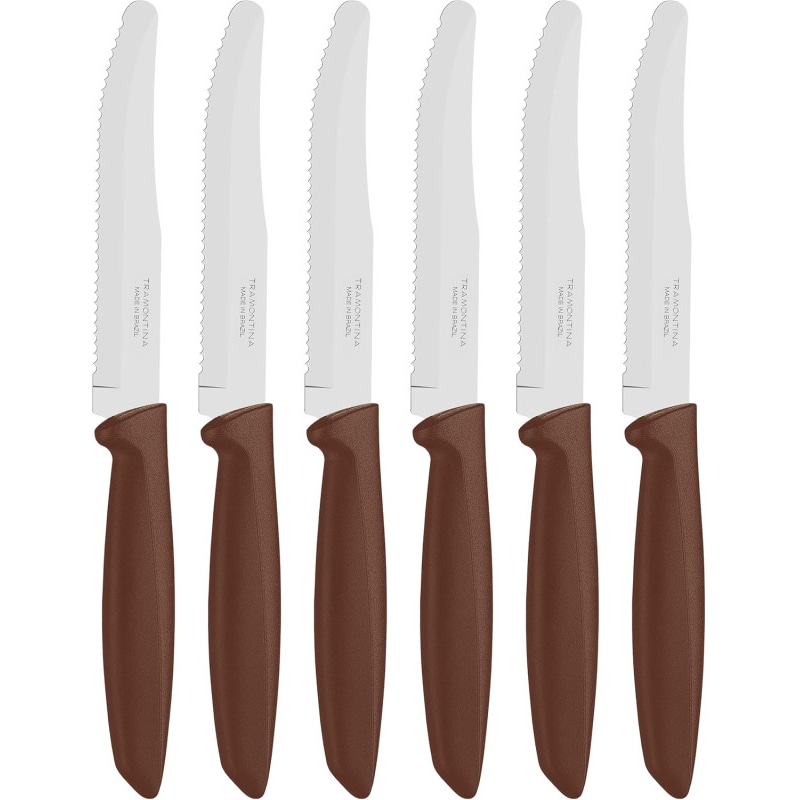 Tramontina coltelli tavola Plenus acciaio inox marrone Set 6 Pezzi 12,5 cm