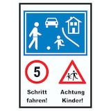 thumbnail of Spielstraße Schrittfahren Achtung Kinder Schild A4 Rückseite selbstklebend