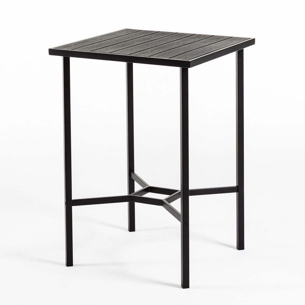 RATTATAN Hochtisch für den Außenbereich 70x70 cm mit Stahlgestell und Tischplatte in Holzoptik – elegant, robust und ideal für Garten, Terrasse oder 