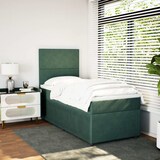 thumbnail of vidaXL Boxspringbett mit Matratze Dunkelgrün 90x200 cm Samt