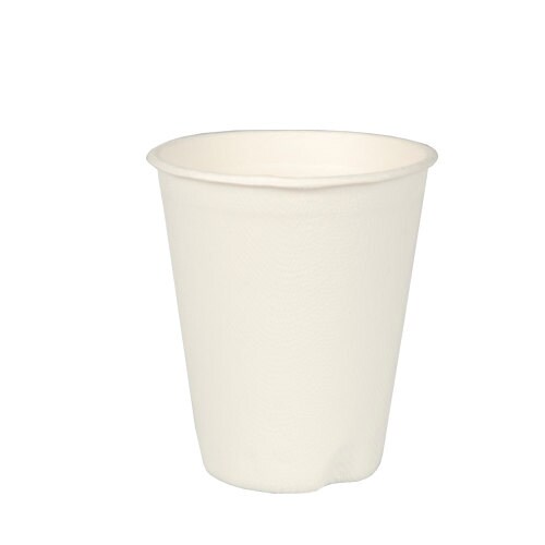 PAPSTAR 40 Trinkbecher, Zuckerrohr "pure" 0,2 l Ø 8 cm · 9,1 cm weiss für Heißgetränke