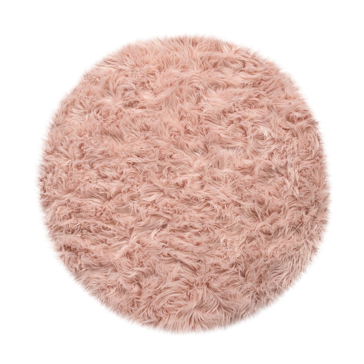 Hochflor Teppich Shaggy waschmaschinenwaschbar Einfarbig Schlafzimmer schmutzabweisend Rosa Rund 120D | 100% Polyester | Florhöhe: 60 mm