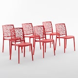 thumbnail of Set 6 Sedie in polipropilene con fibra di vetro impilabili per esterno e giardino, bar e ristorante, cucina design moderno - Anna - Rosso