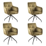 thumbnail of Esszimmerstuhl Armlehnenstuhl mit Absteppungen olivgrün schwarz MALAGA (4er Set)