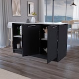 thumbnail of Isla de cocina Juniper en melamina con dos puertas y 3 estantes , Negro / Ibiza  90 X 150 X 64 cm
