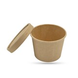 thumbnail of Pot alimentaire Gamme Kraft Brun 340 ml (12 oz) avec couvercle 9 X 7.3 X H.9 cm (25 U)