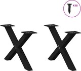 thumbnail of vidaXL Couchtischbeine X-Form 2 Stk. Schwarz 50x(30-31) cm Stahl
