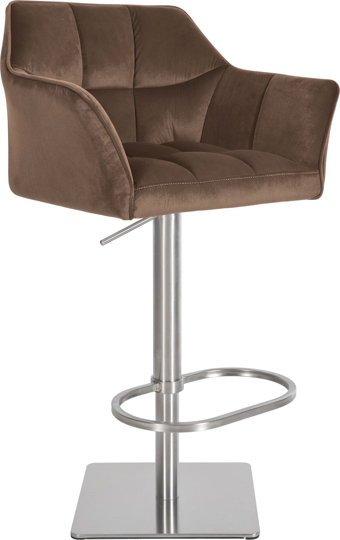 Barhocker Damaso Samtbezug braun/edelstahl