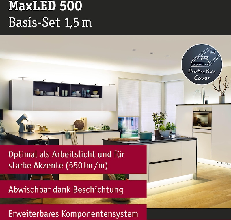 Ein LED-Streifen mit Schutzabdeckung.
