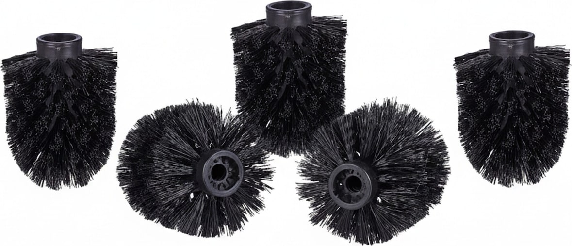 Relaxdays WC Bürstenkopf im 5er Set, lose Toilettenbürsten 9,5mm Gewinde, Ersatzbürstenkopf Durchmesser 7 cm, schwarz