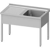 thumbnail of Stalgast Edelstahl Spültisch ohne Grundboden 1100x700x850 mm, mit einem Becken rechts, mit Aufkantung, verschweißt