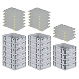 thumbnail of PROREGAL SuperSparSet 16x Eurobox NextGen Economy mit Auflagedeckel & 4x Verschlüsse Gelb, Griffe zu, HxBxT 12x30x40cm, 11L, Eurobehälter, Box