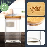 thumbnail of Eckiges Glas mit Bambusdeckel luftdicht Silikonring 6x25x6 cm 500 ml Transparent