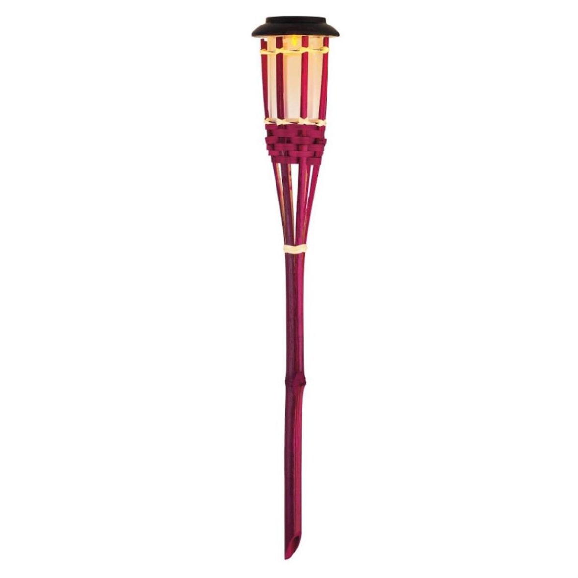 LED Solar Gartenfackel Bambus simulierter Flammeneffekt pink Solarfackel Garten