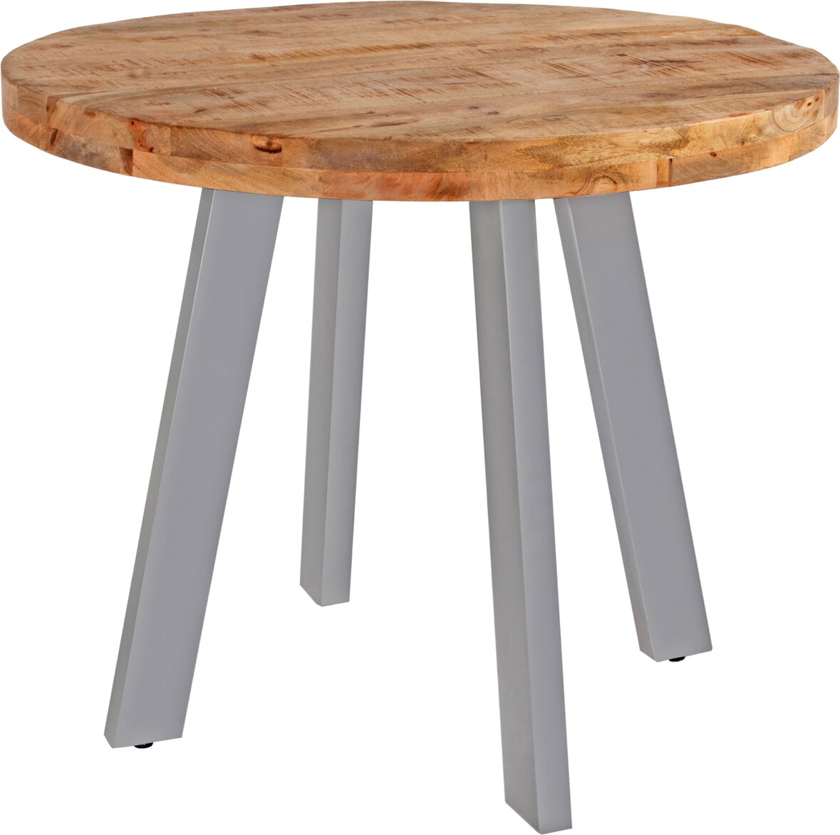 Esszimmertisch rund 130 cm Mangoholz naturfarben silber Adelina