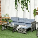 thumbnail of Set da Giardino  Divano Angolare Chaise Longue e Tavolino in Rattan PE Grigio