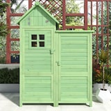 thumbnail of Merax Gerätehaus Gartenschrank Geräteschuppen Geräteschrank，118 x 54 x 173 cm, auch für kleine Gärten geeignet, Grünes, PVC-Dach