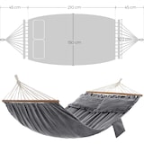 thumbnail of Hängematte 210 x 150 cm, mit 2 Holzstangen, mit 2 Kissen, 380g/m², bis 300 kg belastbar, Transportbeutel, grau