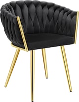 thumbnail of tectake Juego de sillas de comedor ASTANO de terciopelo con diseño anudado - Juego de 4 negro/oro