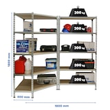 thumbnail of Estantería metálica esquinera sin tornillos Maderclick Corner 5 estantes + 1 estantería Maderclick. Color ANTRACITA/MADERA 1800x1800x300 mm