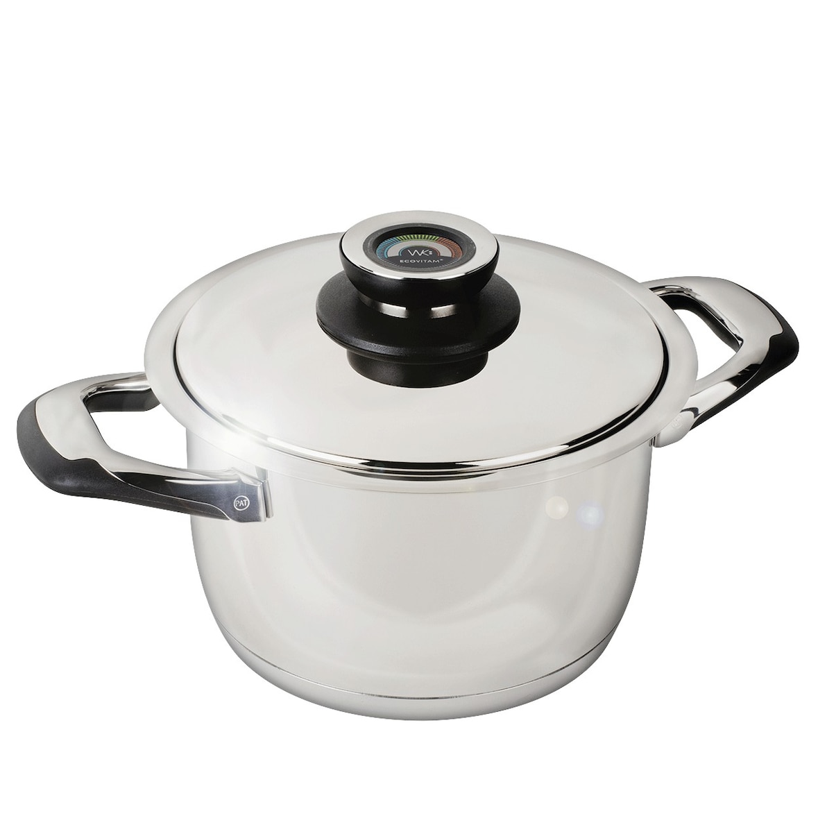 ECOVITAM – Faitout 3,8L Inox 18/10 – Diamètre 20cm – Tous feux – Thermomètre intégré