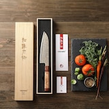 thumbnail of Hezhen - Koper Damascus Santoku 18 cm - X05C series - gemaakt van 37-laags koper damascus staal