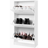 thumbnail of UAC Schuhschrank 120 x 60 x 24 cm, mit 3 Klappen, Schuhkipper, Schuhregal mit 3 Ebenen, Trennwände verstellbar, Schuhkommode, weiß