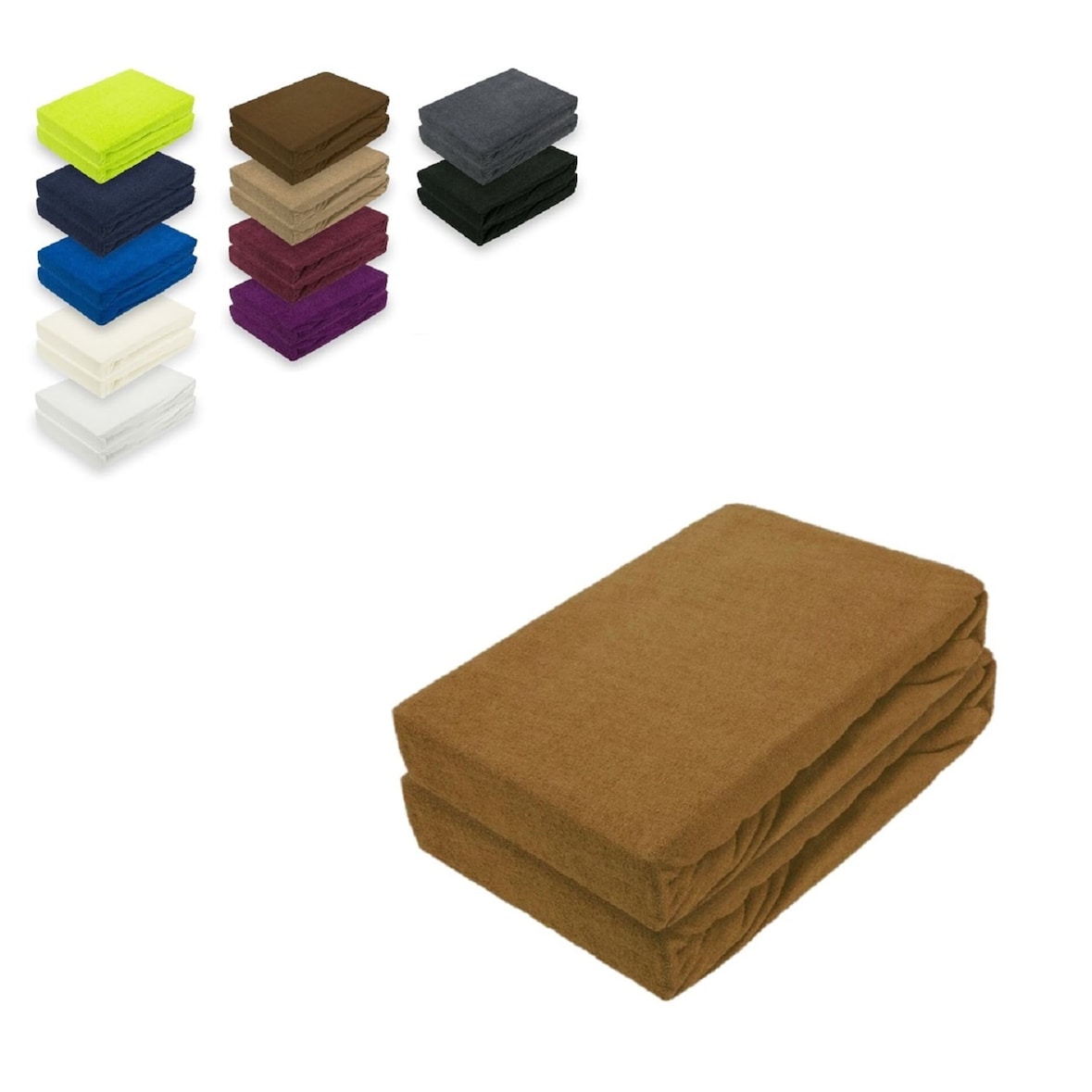 Doppelpack Frottee Spannbettlaken 120 x 200 cm Nougat