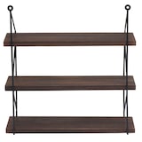 thumbnail of Estante de pared HWC-K78, estante colgante estante flotante, 3 estantes metal madera maciza industrial 40x40x13cm ~ marrón oscuro