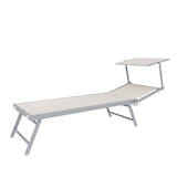 thumbnail of Coppia Di Lettini Prendisole Pieghevole Professionale in Alluminio e Tessuto Textilene Tettuccio Parasole Sdraio Mare Spiaggia 182x60x38 cm Beige