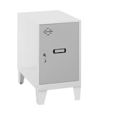 thumbnail of Metallschrank mini zerlegt WEISS/GRAU 575x400x500 mm (Höhe x Länge x Breite)