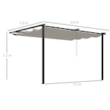 thumbnail of Outsunny pérgola de pared de jardín 4x3 m gazebo exterior cenador con techo retráctil tela de poliéster y marco de acero para patio terraza balcón