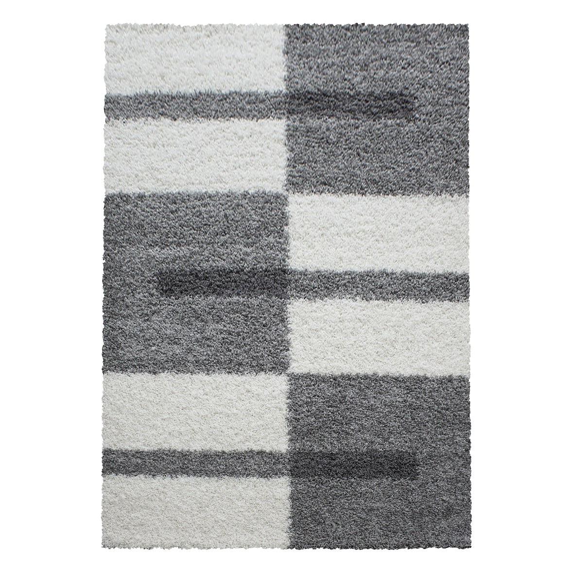 Teppich Schlafzimmer Hochflor Karo Samtweich Waschbar Strapazierfähig Wohnzimmer Hellgrau 280x370 cm – WATZMANN von Kadima Design