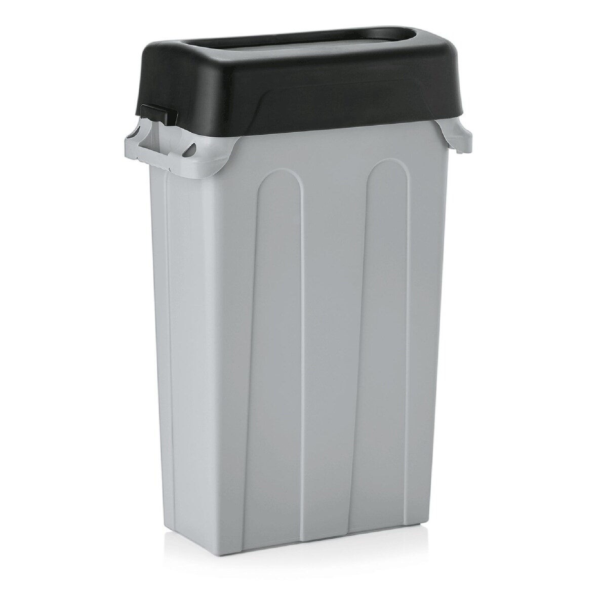 MUVELL Mülleimer - 75 Liter Abfalleimer mit Schwingdeckel 3,8 kg | Mülltonne, graue Abfalltonne, Plastik Abfallbehälter für Gastronomie 56,5 x 27,9 x