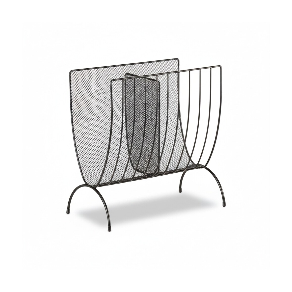Relaxdays Zeitungsständer Metall, Zeitungshalter stehend, Zeitschriftensammler schwarz, HxBxT: 35 x 34 x 18 cm, black